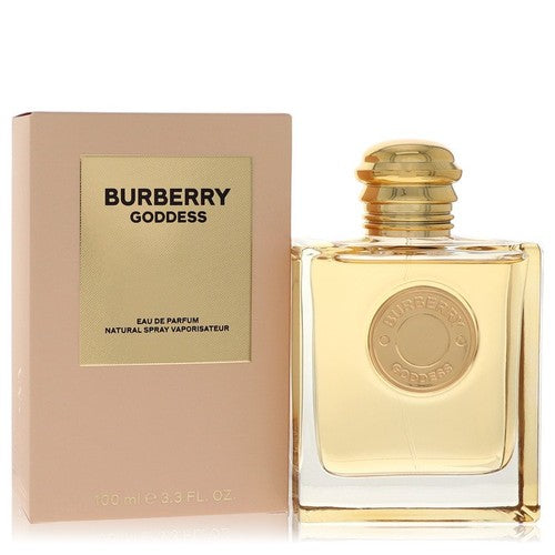 Burberry Goddess perfume bottle and packaging on a white background