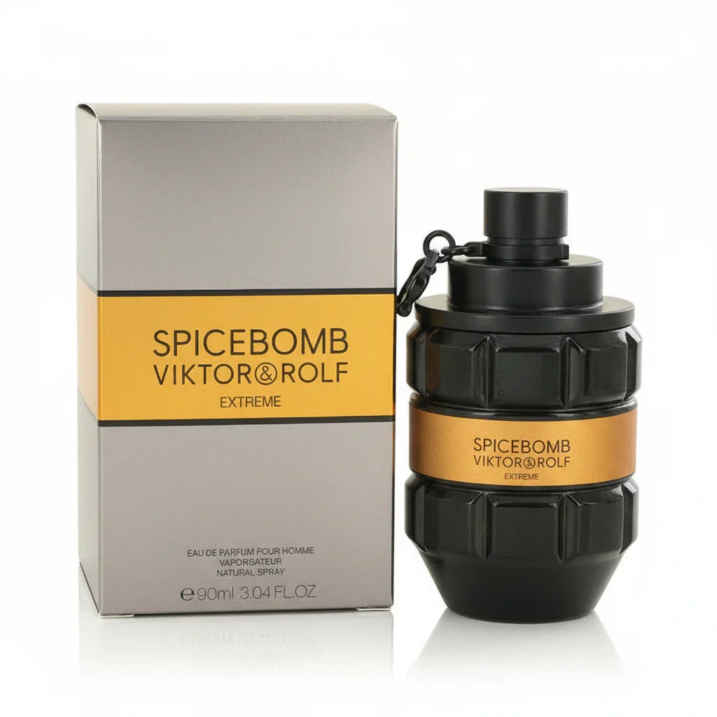 Spicebomb Viktor & Rolf Extreme perfume bottle and packaging on a white background