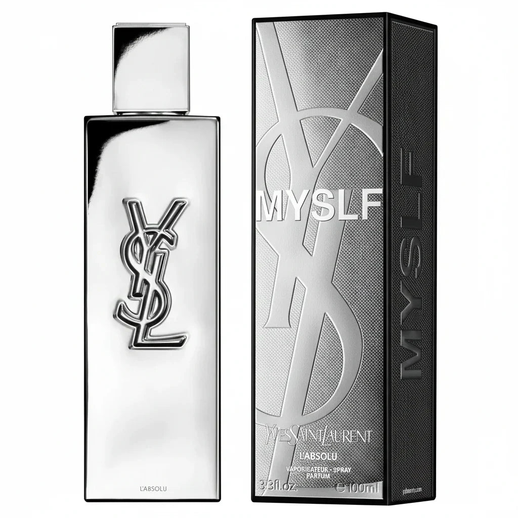 YSL perfume bottle and packaging on a white background