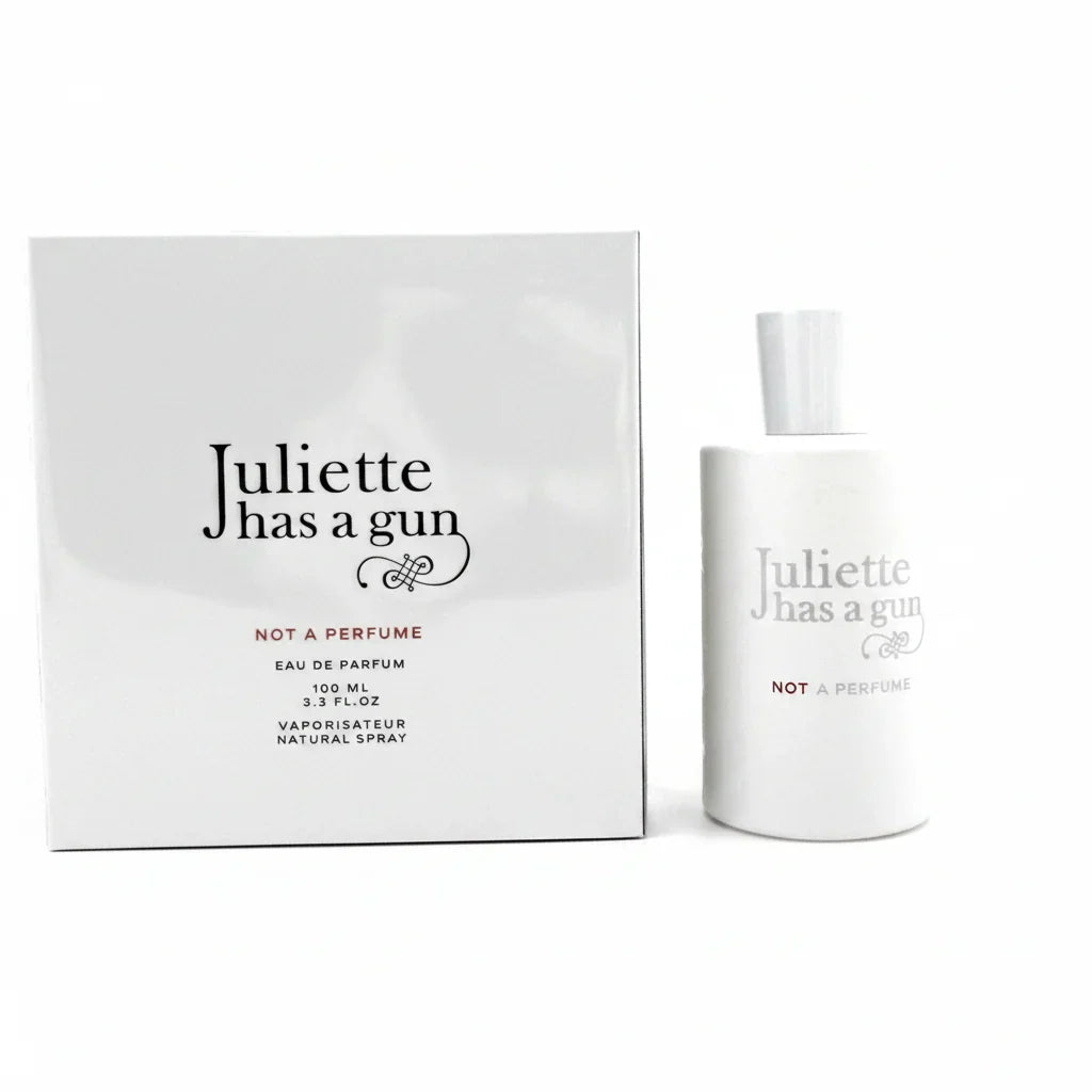 Juliette has a gun perfume bottle and packaging on a white background